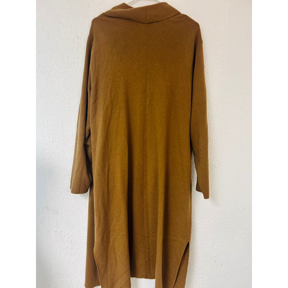 J. Jill Brown Wool Blend Longline Open Front Cardigan Sweater 2X Pockets - Picture 10 of 11
